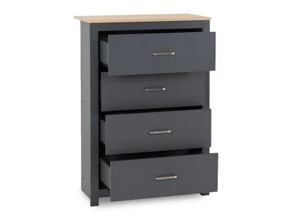 Seconique Portland Grey and Oak 4 Drawer Chest of Drawers