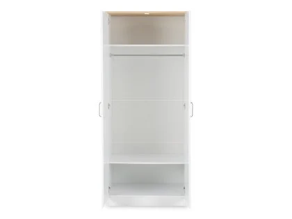 Seconique Portland White and Oak 2 Door Double Wardrobe