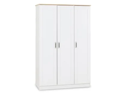 Seconique Portland White and Oak 3 Door Triple Wardrobe Seconique Portland White and Oak 3 Door Triple Wardrobe