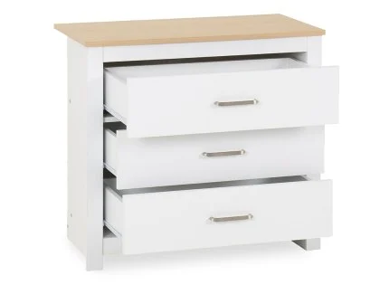 Seconique Portland White and Oak 3 Drawer Chest of Drawers