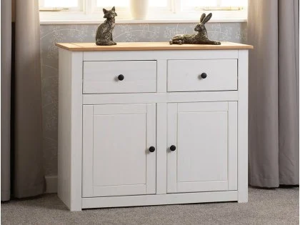 Seconique Panama White and Waxed Pine 2 Door 2 Drawer Sideboard Seconique Panama White and Waxed Pine 2 Door 2 Drawer Sideboard