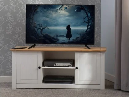 Seconique Panama White and Waxed Pine 2 Door TV Cabinet Seconique Panama White and Waxed Pine 2 Door TV Cabinet