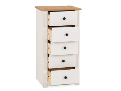 Seconique Panama White and Waxed Pine 5 Drawer Chest of Drawers