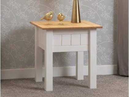 Seconique Panama White and Waxed Pine Lamp Table Seconique Panama White and Waxed Pine Lamp Table