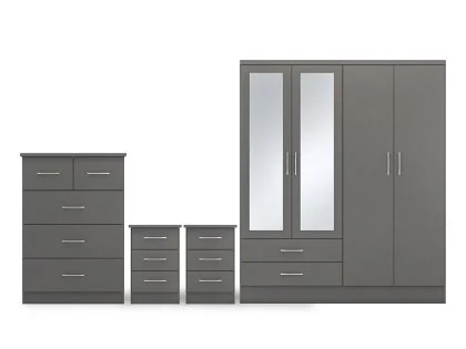 Seconique Nevada Matt Grey 4 Piece Large Bedroom Furniture Package Seconique Nevada Matt Grey 4 Piece Large Bedroom Furniture Package