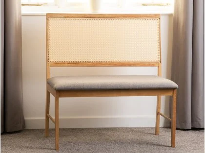 Seconique Ellis Oak and Rattan Dining Bench Seconique Ellis Oak and Rattan Dining Bench