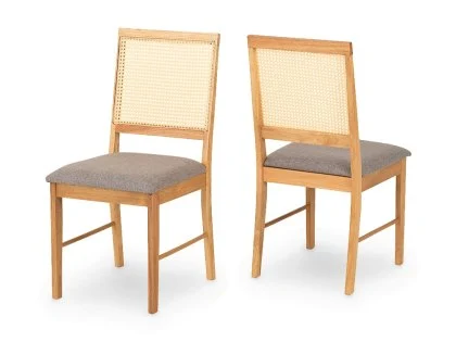 Seconique Ellis Set of 2 Oak and Rattan Dining Chairs Seconique Ellis Set of 2 Oak and Rattan Dining Chairs