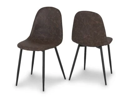 Seconique Athens Set of 2 Brown Faux Leather Dining Chairs Seconique Athens Set of 2 Brown Faux Leather Dining Chairs
