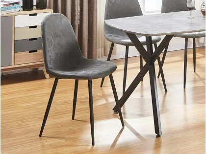 Seconique Athens Set of 2 Grey Faux Leather Dining Chairs