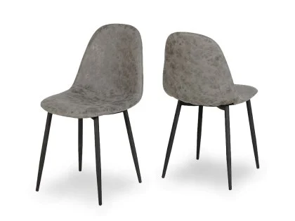 Seconique Athens Set of 2 Grey Faux Leather Dining Chairs Seconique Athens Set of 2 Grey Faux Leather Dining Chairs