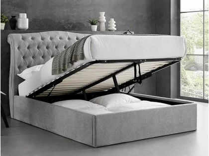 Limelight Rosa 4ft6 Double Light Grey Fabric Ottoman Bed Frame