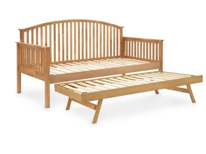 GFW Madrid Oak Wooden Day Bed with Guest Bed Frame GFW Madrid Oak Wooden Day Bed with Guest Bed Frame
