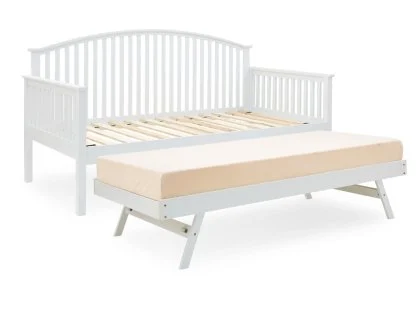 GFW Madrid White Wooden Day Bed with Guest Bed Frame GFW Madrid White Wooden Day Bed with Guest Bed Frame