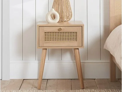 Birlea Croxley Rattan and Oak 1 Drawer Bedside Table Birlea Croxley Rattan and Oak 1 Drawer Bedside Table