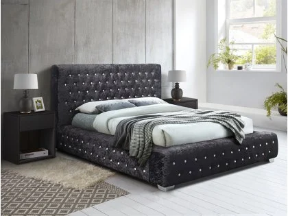 Birlea Grande 4ft6 Double Black Crushed Velvet Bed Frame