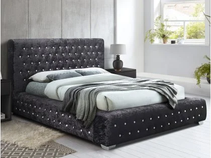 Birlea Grande Black Crushed Velvet Bed Frame Birlea Grande Black Crushed Velvet Bed Frame