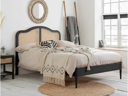 Birlea Leonie Rattan and Black Wooden Bed Frame Birlea Leonie Rattan and Black Wooden Bed Frame