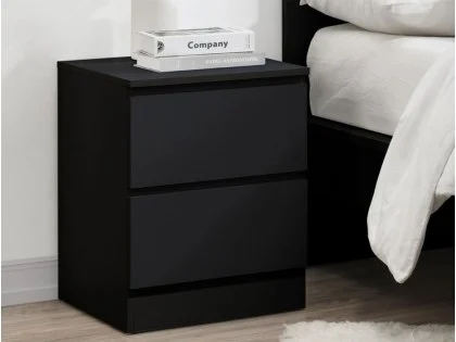 Birlea Oslo Black 2 Drawer Bedside Table