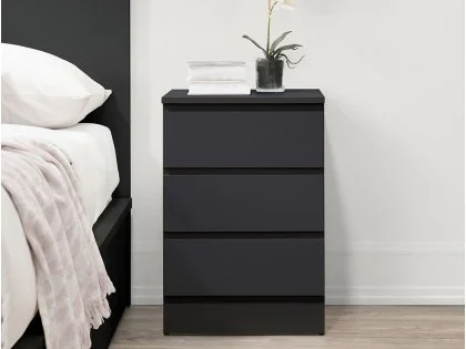 Birlea Oslo Black 3 Drawer Bedside Table Birlea Oslo Black 3 Drawer Bedside Table