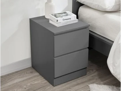 Birlea Oslo Grey 2 Drawer Bedside Table