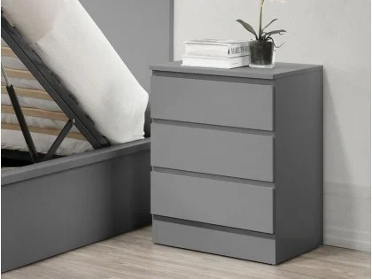 Birlea Oslo Grey 3 Drawer Bedside Table