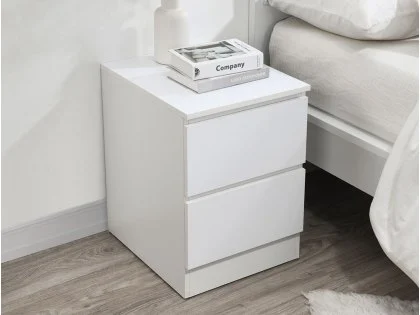 Birlea Oslo White 2 Drawer Bedside Table