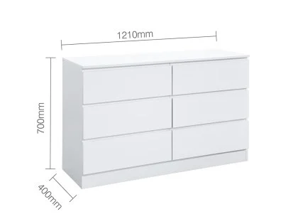 Birlea Oslo White 6 Drawer Chest of Drawers