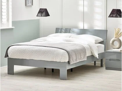 Julian Bowen Manhattan Grey High Gloss Bed Frame Julian Bowen Manhattan Grey High Gloss Bed Frame