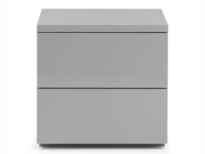 Clearance - Julian Bowen Monaco Grey High Gloss 2 Drawer Bedside Table