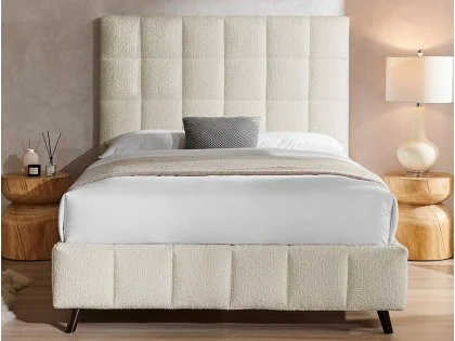 Limelight Starla Square 5ft King Size Ivory Boucle Fabric Bed Frame