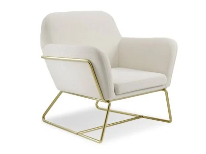 LPD Charles Cream Velvet Fabric Armchair