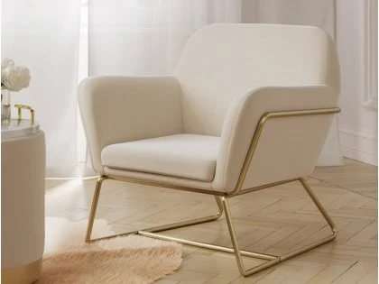 LPD Charles Cream Velvet Fabric Armchair LPD Charles Cream Velvet Fabric Armchair