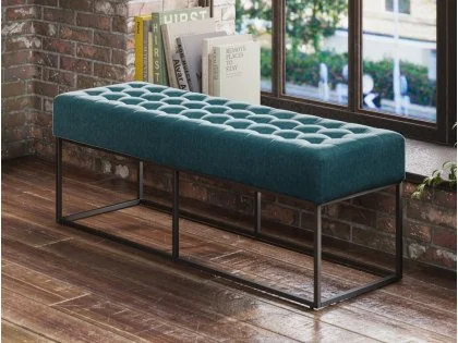 LPD Boden Yale Blue Fabric Bench LPD Boden Yale Blue Fabric Bench