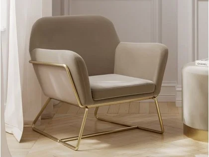 LPD Charles Beige Velvet Fabric Armchair LPD Charles Beige Velvet Fabric Armchair