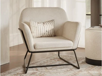LPD Charles Ivory Boucle Fabric Armchair LPD Charles Ivory Boucle Fabric Armchair