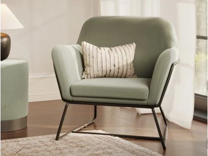 LPD Charles Sage Green Velvet Fabric Armchair LPD Charles Sage Green Velvet Fabric Armchair
