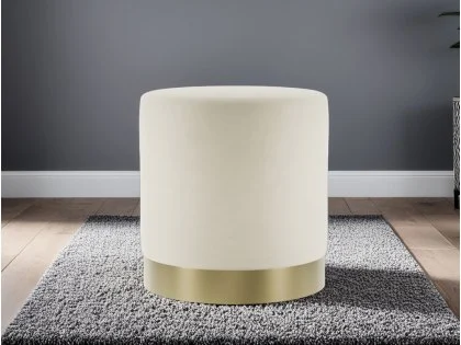 LPD Lara Cream and Gold Fabric Bedroom Stool LPD Lara Cream and Gold Fabric Bedroom Stool