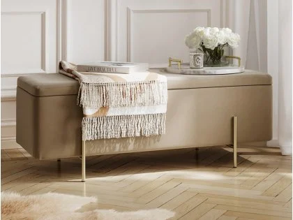 LPD Lola Beige Velvet Blanket Box LPD Lola Beige Velvet Blanket Box
