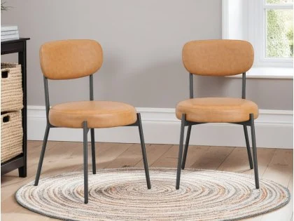 LPD Smith Carmel Set of 2 Faux Leather Dining Chairs LPD Smith Carmel Set of 2 Faux Leather Dining Chairs