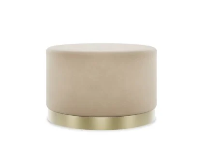 LPD Lara Large Beige and Gold Fabric Bedroom Stool