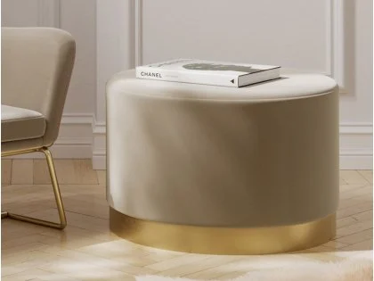 LPD Lara Large Beige and Gold Fabric Bedroom Stool LPD Lara Large Beige and Gold Fabric Bedroom Stool