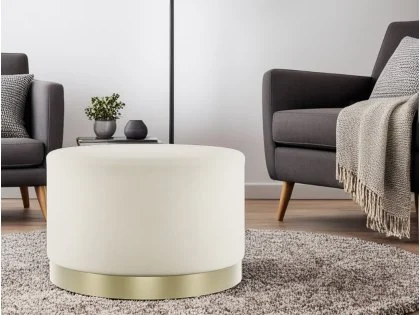 LPD Lara Large Cream and Gold Fabric Bedroom Stool LPD Lara Large Cream and Gold Fabric Bedroom Stool