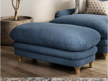 LPD Plumpton Denim Blue Fabric Foot Stool LPD Plumpton Denim Blue Fabric Foot Stool
