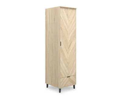 LPD Stockholm Chevron Light Oak 1 Door 1 Drawer Single Wardrobe