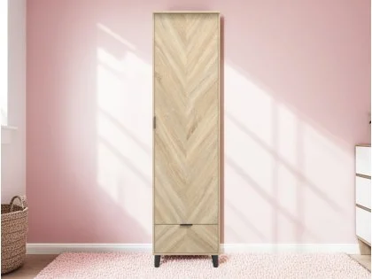 LPD Stockholm Chevron Light Oak 1 Door 1 Drawer Single Wardrobe LPD Stockholm Chevron Light Oak 1 Door 1 Drawer Single Wardrobe