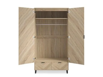 LPD Stockholm Chevron Light Oak 2 Door 2 Drawer Double Wardrobe