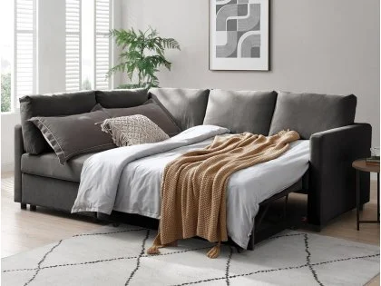 Kyoto Clara Grey Weave Corner Sofa Bed