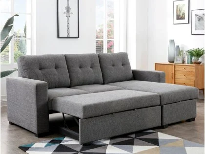 Kyoto Hampton Grey Weave Corner Sofa Bed