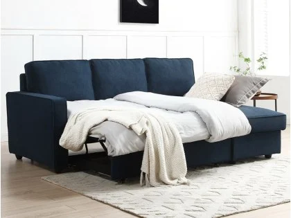 Kyoto Myles Blue Weave Corner Sofa Bed