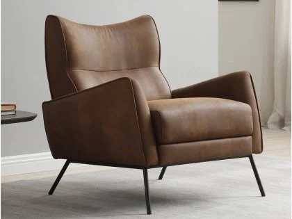 Kyoto Chloe Brown Leather Accent Chair